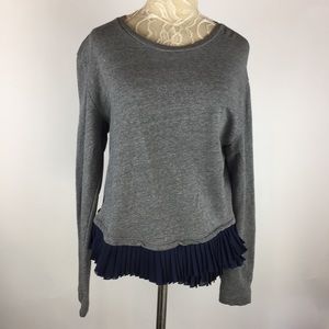 J crew gray blue pleated hem sweatshirt
